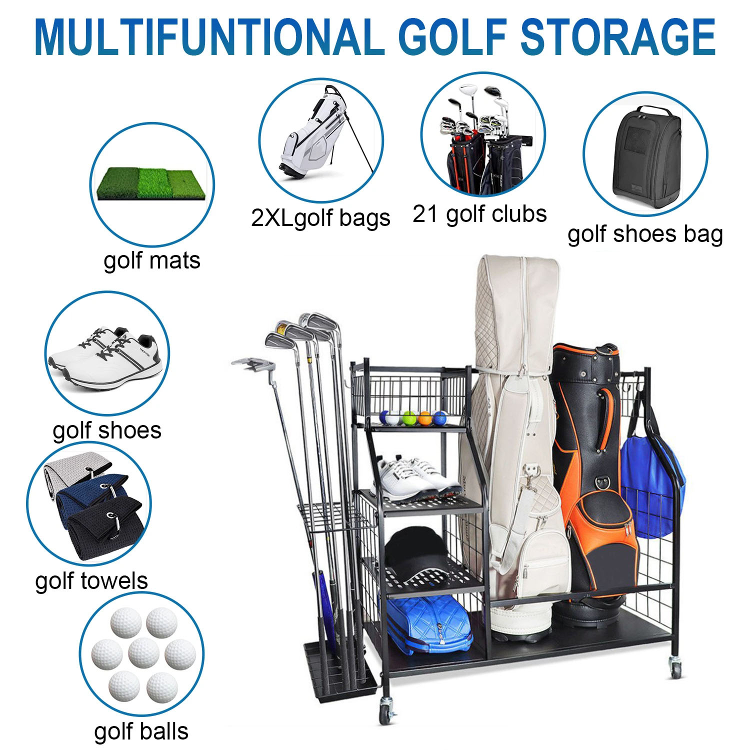 Golf Bag Storage Garage Organi - Sports Equipment Storage Rack 评论和价格