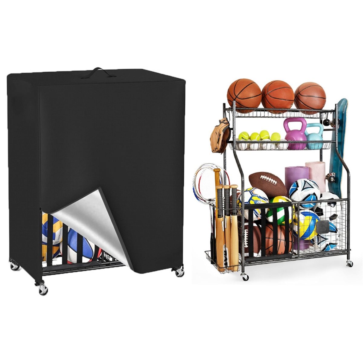 Basketball Rack Cover Garage S - Sports Equipment Organizer Rack 评论和价格