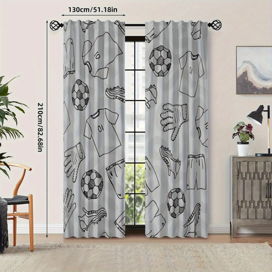 2PCS Digital Printed Curtains, - Sports Equipment In French 评论和价格