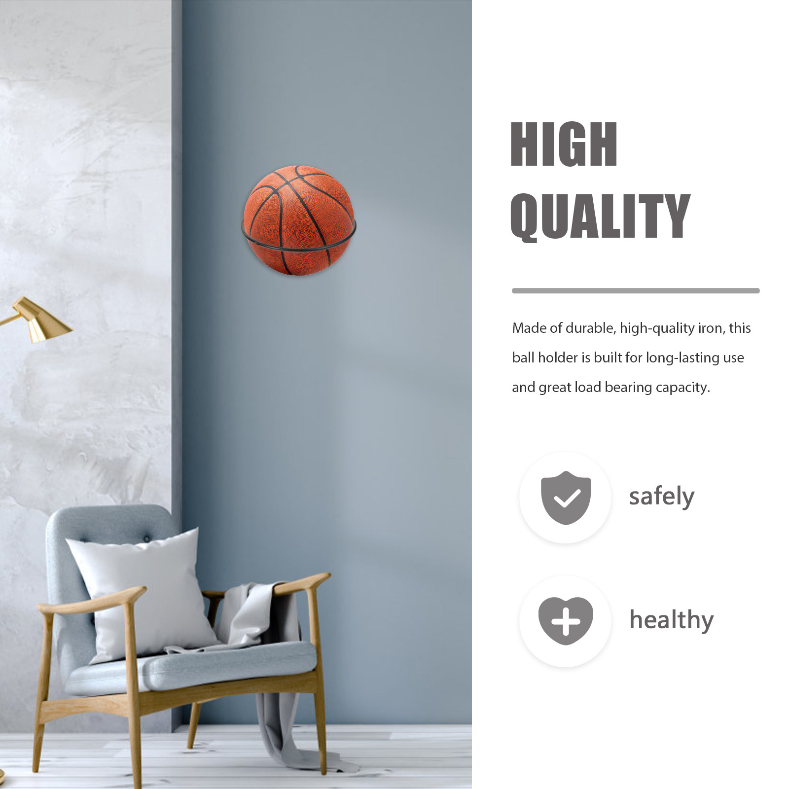 5Pcs Sturdy Iron Wall Ball Rac - Sports Equipment Organizer 评论和价格
